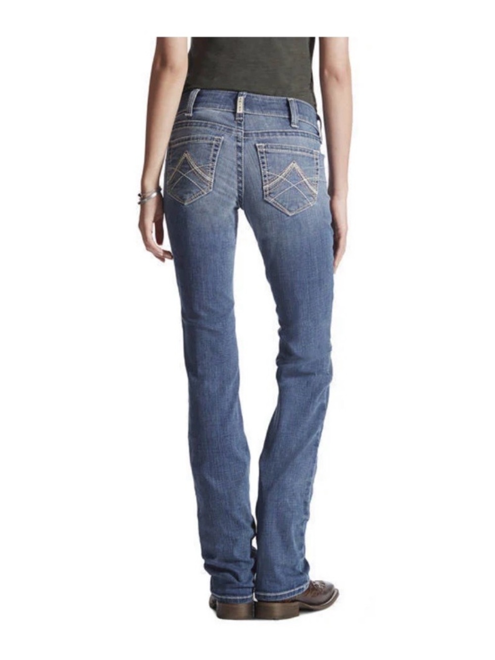 ARIAT REAL western performance stretch straight leg denim jeans stitched Sz 30 - Picture 2 of 14